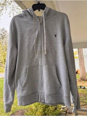 All Saints Gray Zip-Up Hoodie Jacket